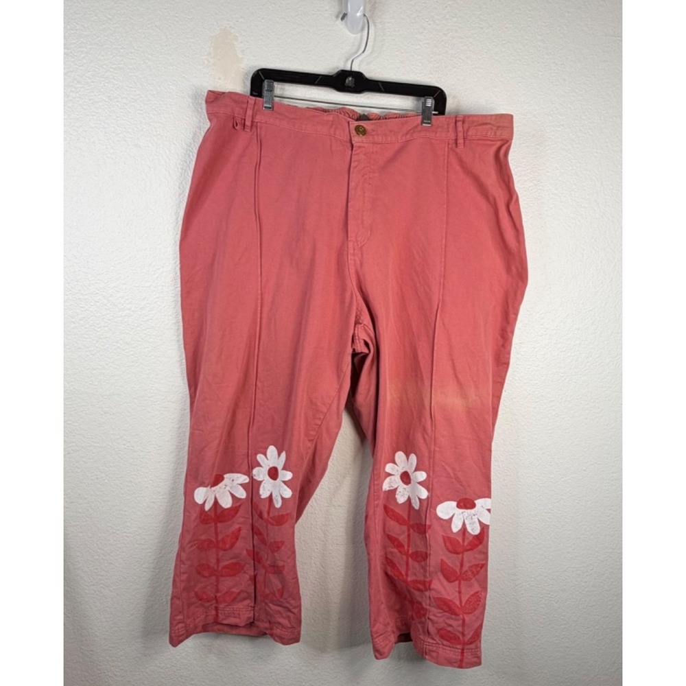 Big Bud Press Western Pants Pink Sz 3XL Paint Stamp Daisy Wide Leg Boho Festival